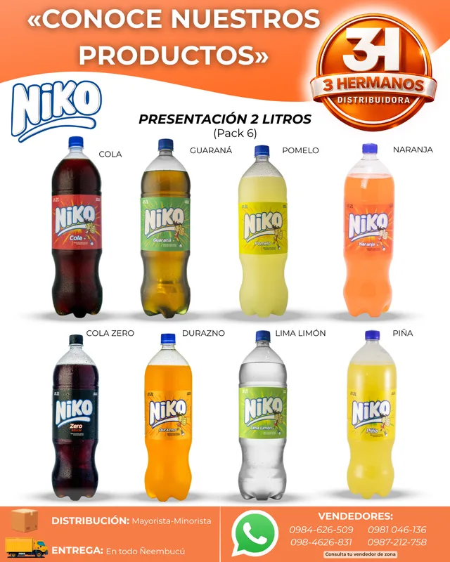 Presentaciones de Gaseosas Niko 2 L